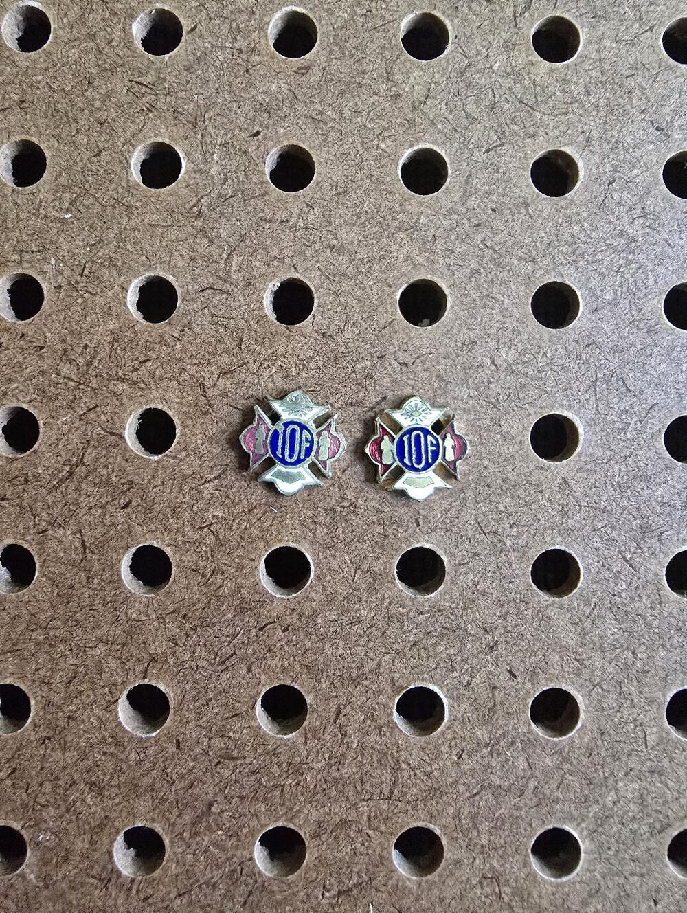 Set of 2 Vintage IOF Independent Order of Foresters Enamel Metal Lapel Pins